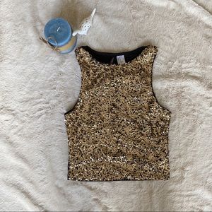 NWT H&M Gold Sequin Crop Top